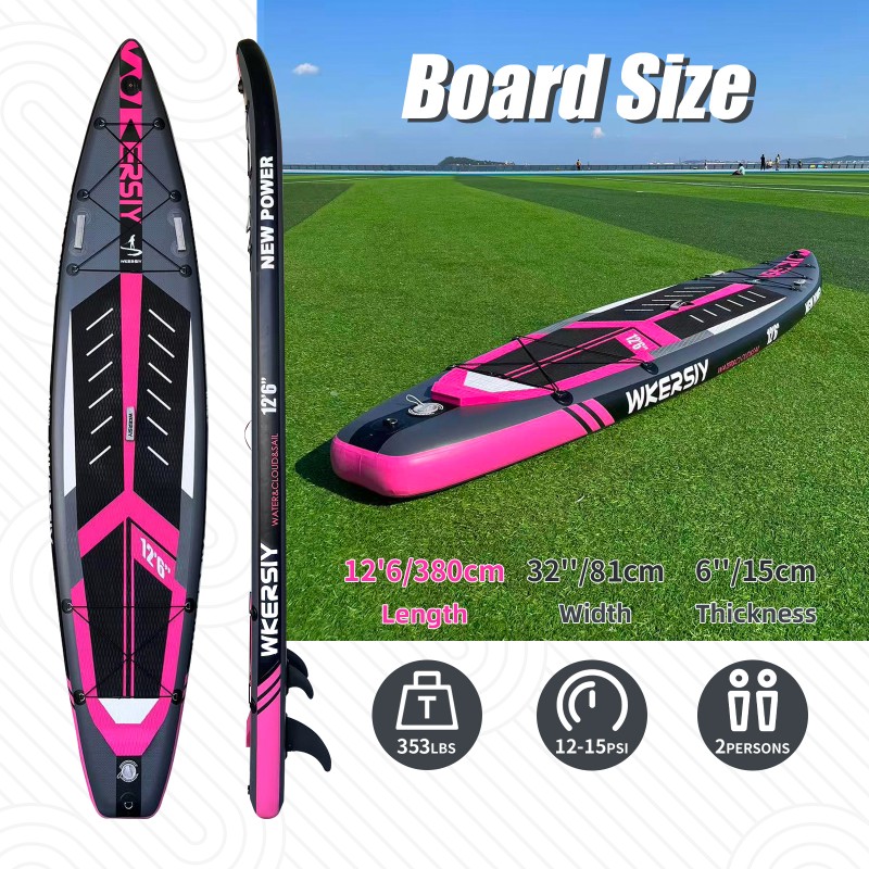Wkersiy 380cm Pink Racing SUP | Professionelles Design für Performance & Langstrecken-Touren