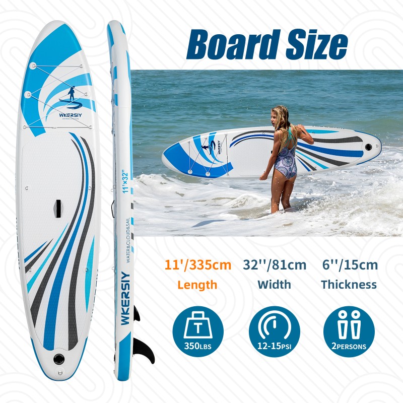 335 cm Graues Breites Allround-SUP | Ultralanglebiges Familienboard für Yoga, Angeln und Mehrpersonen-Abenteuer – WKersiy