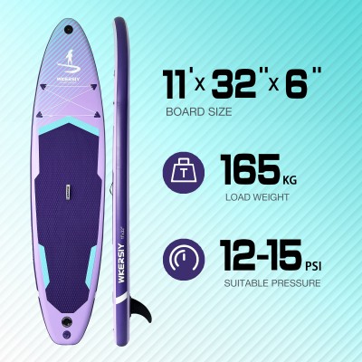 335 cm Violettes Aufblasbares SUP | Allgewässer-Performance Serie, Hohe Sichtbarkeit & Ultrastabiles Design – WKersiy
