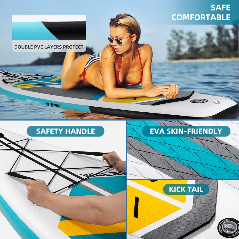 350 cm Cyan SUP mit Kamerahalterung | Extra-Längen-Komfort, Übergroße Stabilität & Aktionsbereites Design – WKersiy