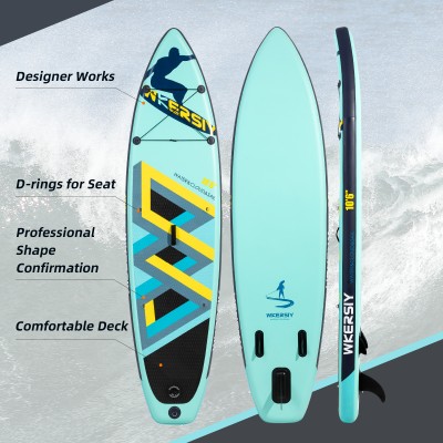 320 cm Helltürkis Aufblasbares SUP-Set | Einzigartiges Künstlerdesign, Ultralanglebig & Abenteuerbereit für Seen und Flüsse – WKersiy