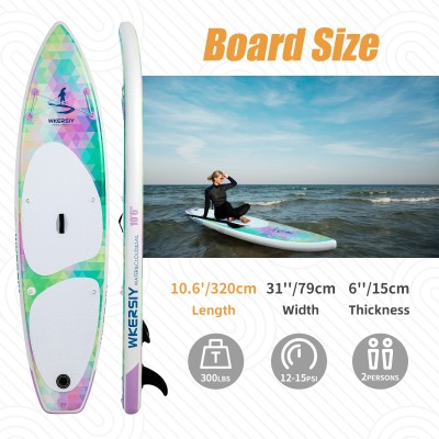 320 cm Leuchtendes Regenbogen Aufblasbares SUP-Set | Zweifarbiges Design, Ultralanglebig & Bereit für Alle Abenteuer – WKersiy